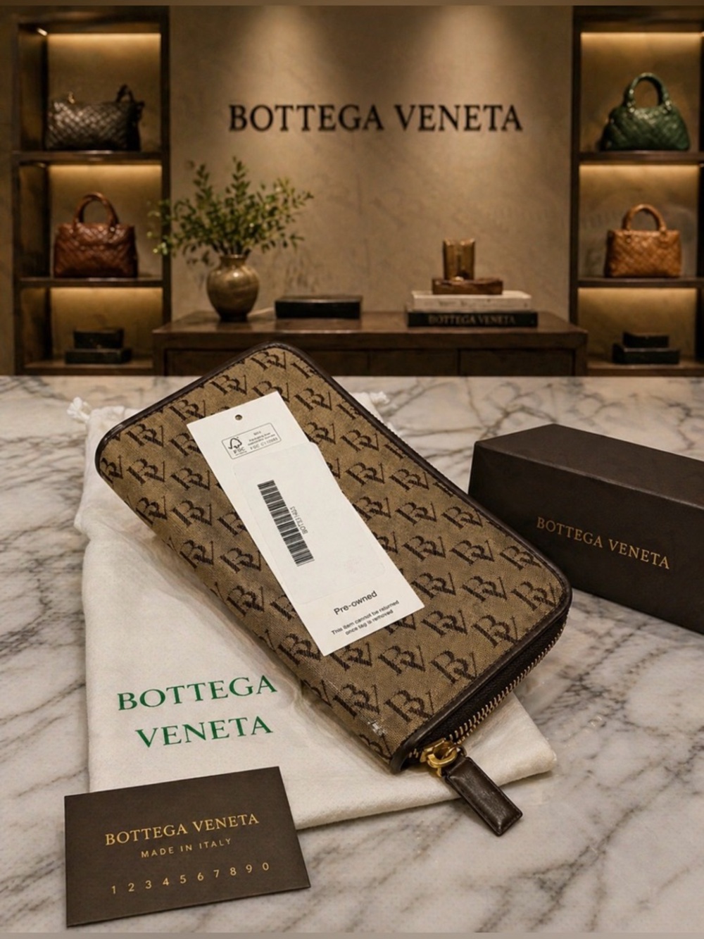 Bottega Veneta Brown Monogram Zip Wallet - Picture 8 of 11